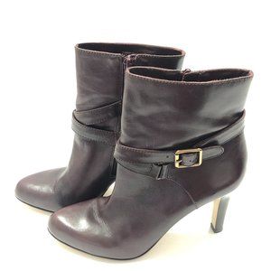 Ann Taylor Wine leather Side Zip Bootie Ankle Heel Size 7M